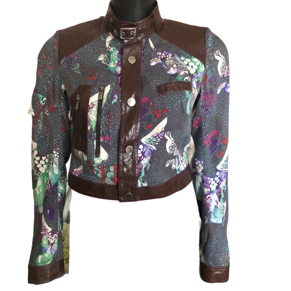 Custo Barcelona Silk Blend Crop Jacket Sz 8 - Picture 1 of 14